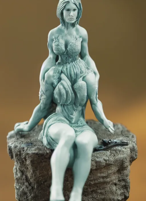 Image similar to Product Introduction Photos, 4K, Full body, 80mm resin detailed miniature of a worrier woman, sitting