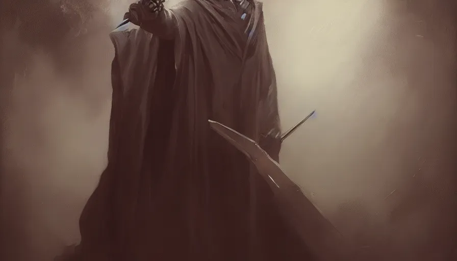 Prompt: A beautiful painting of tim curry as the grim reaper by greg rutkowski and Kalin Popov , Trending on artstation HD.