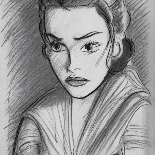 Image similar to milt kahl sketch of princess padme from star wars episode 3