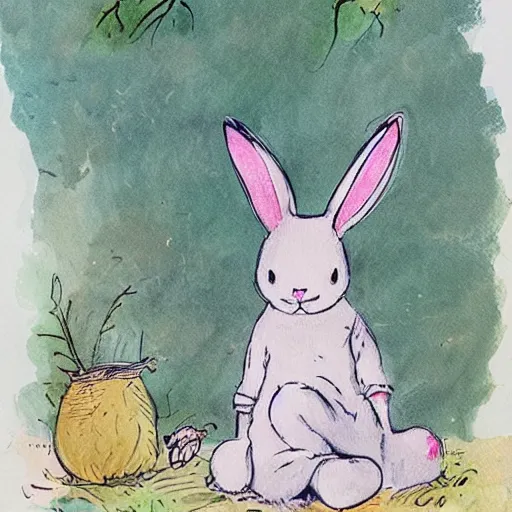 Image similar to bunny, fantasy illustration, illustrated by quentin blake