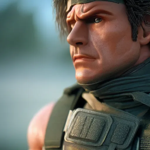 Image similar to film still of Solid Snake, sigma 85mm f/1.4, 4k, depth of field, high resolution, 4k, 8k, hd, full color