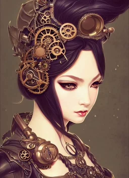 Prompt: a beautiful princess, adorned with steampunk accessories, league of legends arcane, intricate, elegant, highly detailed, digital painting, artstation, concept art, smooth, sharp focus, cyberpunk darksynth, by audrey kawasaki