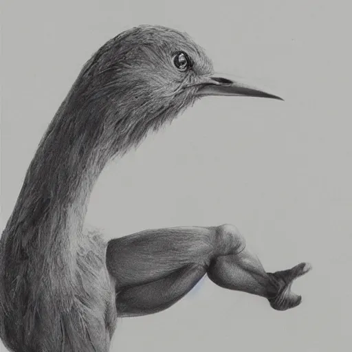 Image similar to a bird, Gor, a human body, two strong arms hyper realism