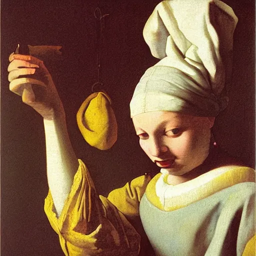 Prompt: vermeer\'s milkmaid reimagined by salvadore dali