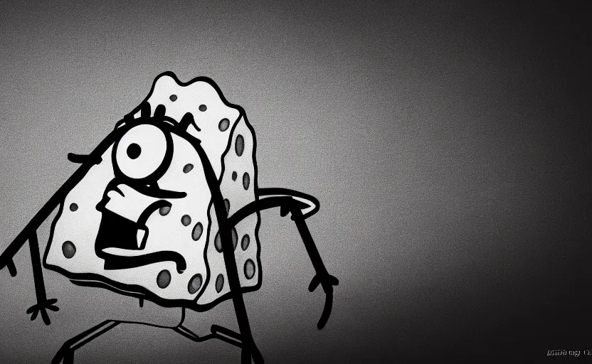 Image similar to SpongeBob, bikini bottom, photo quality, trending on art station, blur, unfocus, monochrome, 35mm