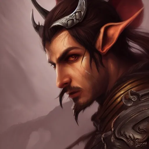 Image similar to detailed portrait, male shadar kai, flyn rider elf rogue, bloodbourne, fine details, realistic shaded, dynamic pose, natural lighting, medium level shot, Mucha style, Grim fantasy, illustration, concept art,