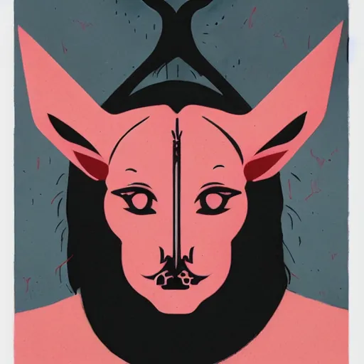 Image similar to Baphomet picture by Sachin Teng, asymmetrical, dark vibes, Realistic Painting , Organic painting, Matte Painting, geometric shapes, hard edges, graffiti, street art:2 by Sachin Teng:4