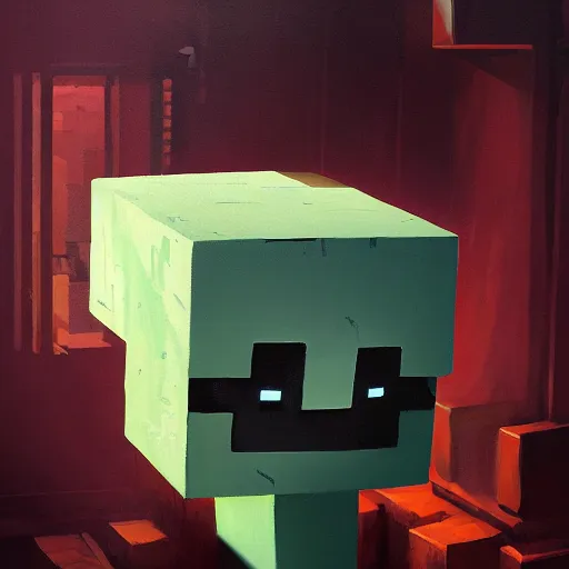 Image similar to greg rutkowski painting of a minecraft ghast