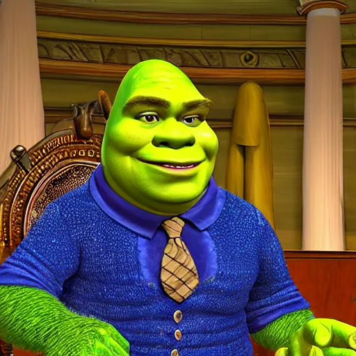Prompt: Shrek as the Speaker of the United States House of Representatives, high detail
