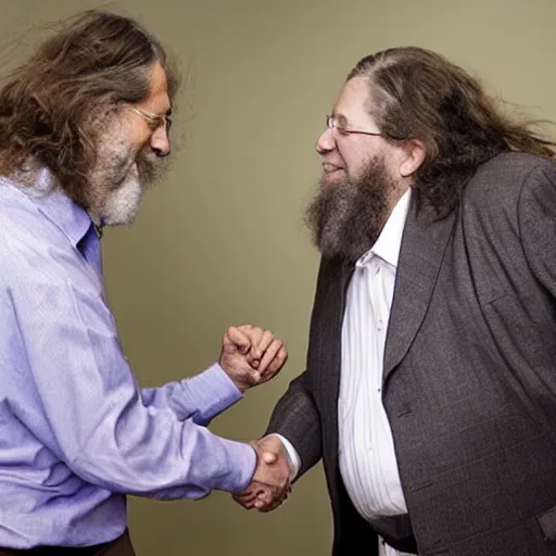 Image similar to photo of richard stallman punching bill gates, photography, realistic, realism