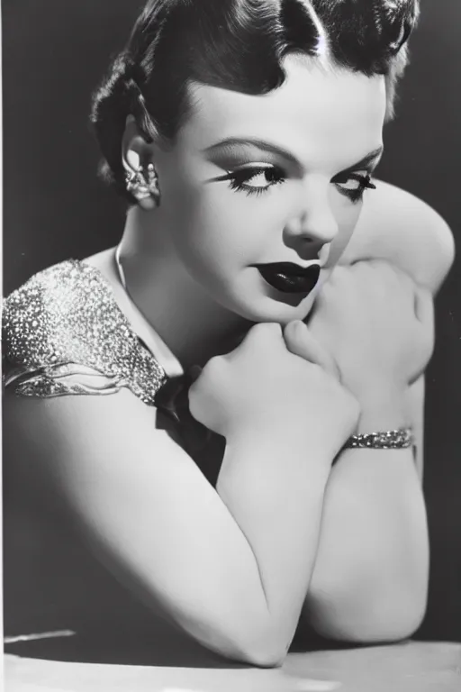 Prompt: judy garland, showgirl, studio photo, promotion, 1 9 4 0's