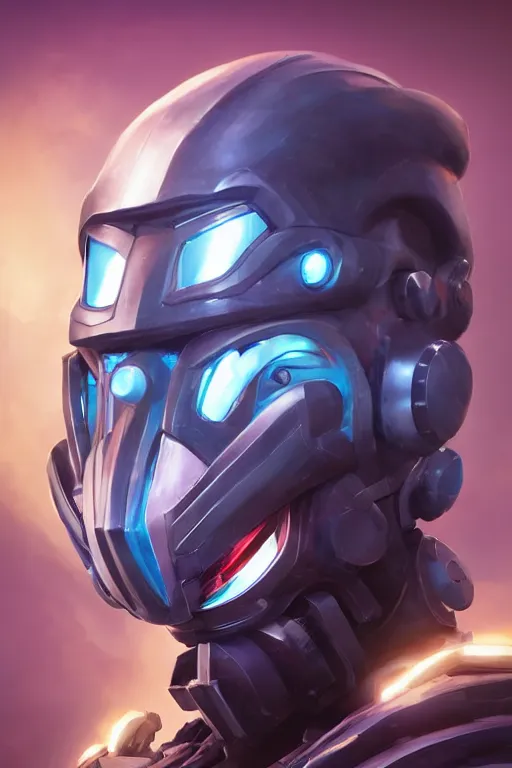 Image similar to epic mask helmet robot ninja portrait stylized as fornite style game design fanart by concept artist gervasio canda, behance hd by jesper ejsing, by rhads, makoto shinkai and lois van baarle, ilya kuvshinov, rossdraws global illumination radiating a glowing aura global illumination ray tracing hdr render in unreal engine 5