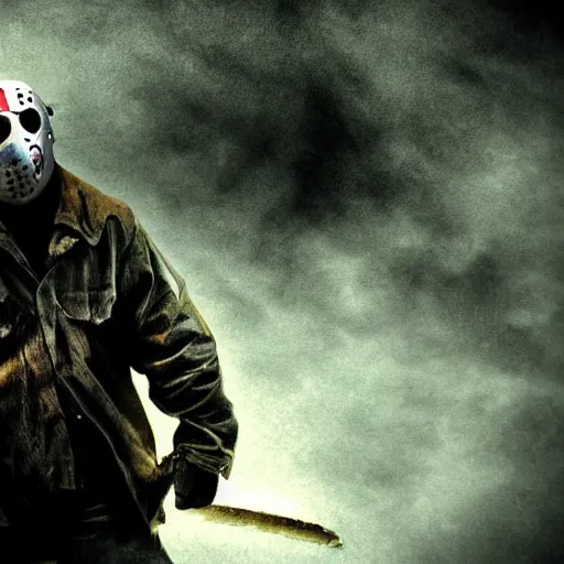 Image similar to jason voorhees fighting zombies digital art 4 k detailed super realistic