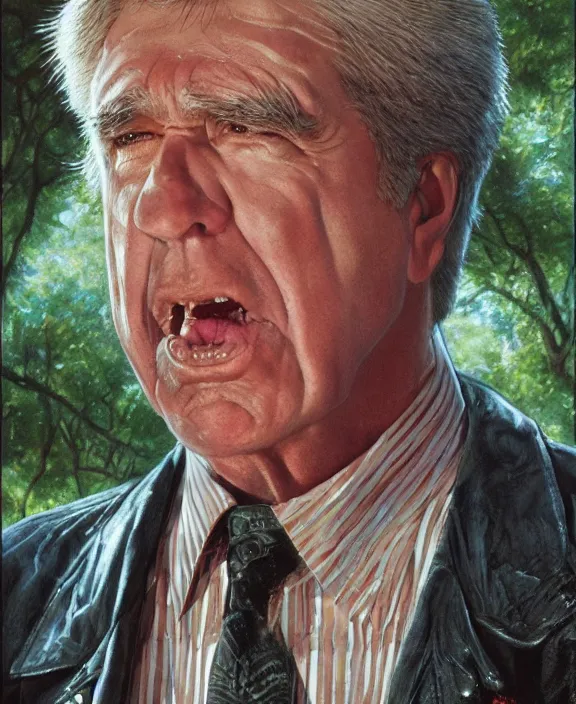 Image similar to Clu Gulager from Return of the Living Dead (1985), intricate, highly detailed, centered, artstation, concept art, smooth, sharp focus, illustration, bokeh art by artgerm and donato giancola and Joseph Christian Leyendecker