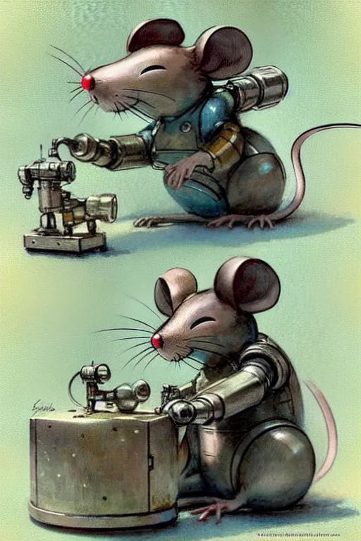 Image similar to ( ( ( ( ( 1 9 5 0 s retro science fiction mouse robots. muted colors. ) ) ) ) ) by jean - baptiste monge!!!!!!!!!!!!!!!!!!!!!!!!!!!!!!