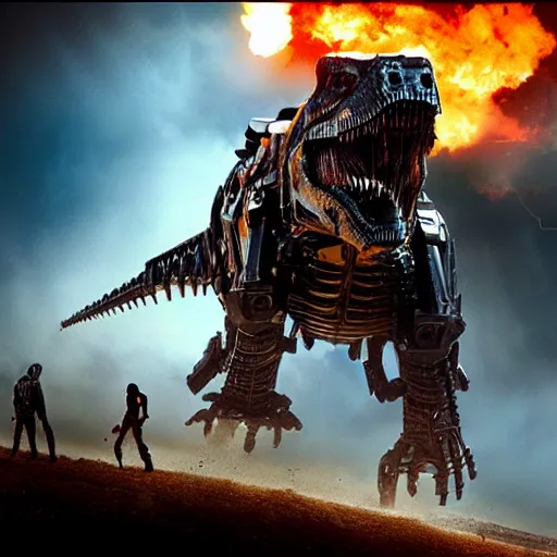 Prompt: T-Rex transformer, Michael Bay, cinematic, imax,