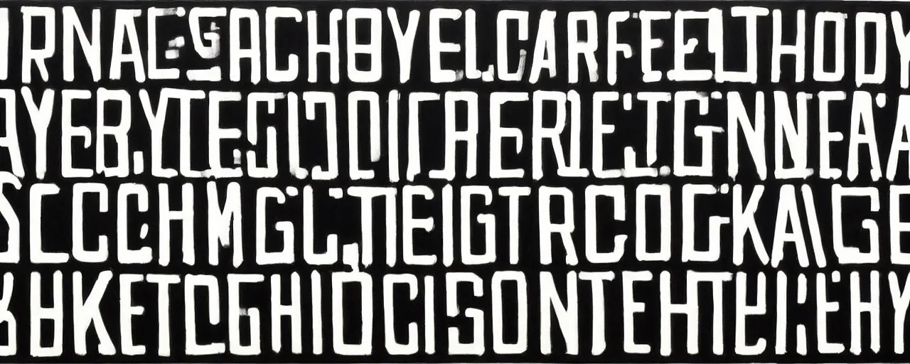 Image similar to a typographic painting of stenciled letters, by Christopher Wool, oil paint, Concrete poetry, abstract, words, Highly Detailed