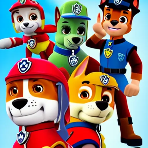 Image similar to paw patrol characters as marvel characters