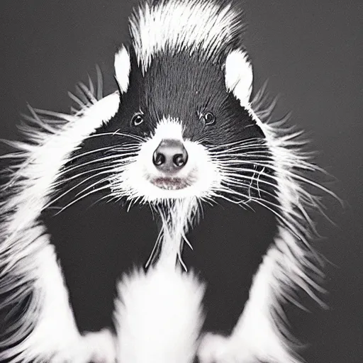 Prompt: a yearbook photo of a skunk