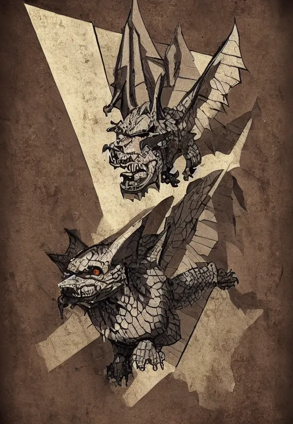 Image similar to [Brutalist gargoyle adorned with checkered flag. Propaganda poster!, intricate, elegant, highly detailed, digital painting, artstation, concept art, matte, sharp focus, illustration]