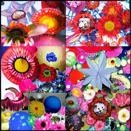 Image similar to outerspace, flowers, fun, comic relief, diversion
