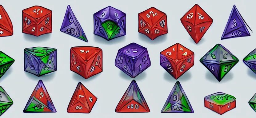 Image similar to planets shaped like polyhedral dice, digital art, extreme detail