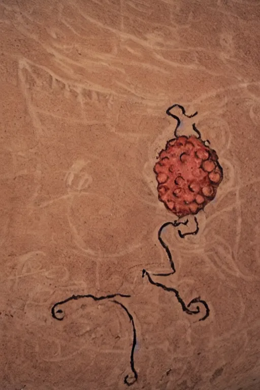 Image similar to plumbus, cave painting