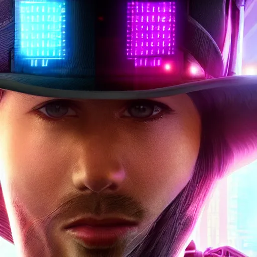 Image similar to a hat from the future, cyberpunk, highly detailed, epic lighting, hyper photorealism, 8 k