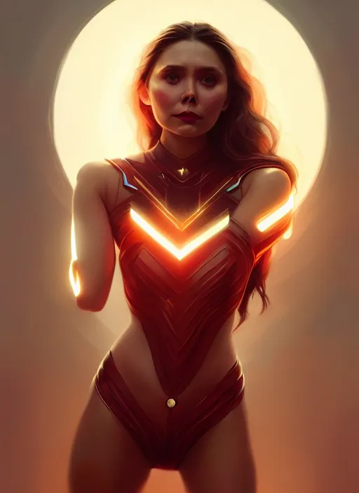 Image similar to portrait of modern darna, elizabeth olsen, intricate, elegant, glowing lights, highly detailed, digital painting, artstation, glamor pose, concept art, smooth, sharp focus, illustration, art by wlop, mars ravelo and greg rutkowski