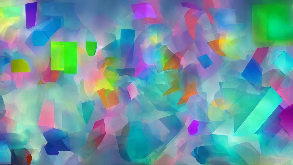 Prompt: surrealistic acrylic volumetric shapes, pastels colors, modern desktop wallpaper