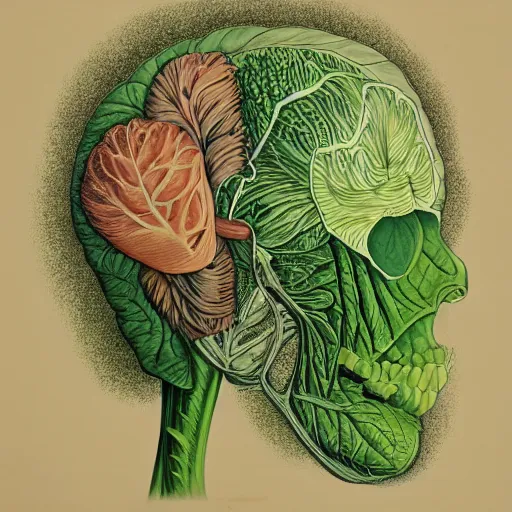 Image similar to the anatomy of a head of lettuce, an ultrafine detailed painting by james jean, ikusy, behance contest winner, vanitas, angular, altermodern