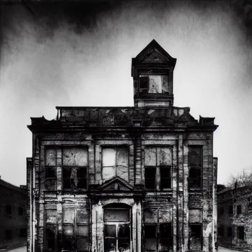 Prompt: unfocused black and white photographs of a ghost in an abandoned asylum | by Daido Moriyama | by Eugene Atget | horror mood | high contrast