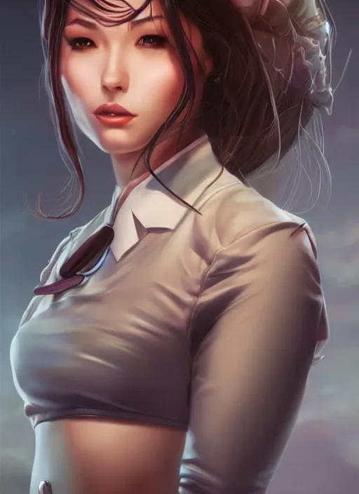 Prompt: beautiful portrait of a female nurse or doctor who looks like Lilith Asami , character design by Ross Tran, artgerm detailed, soft lighting