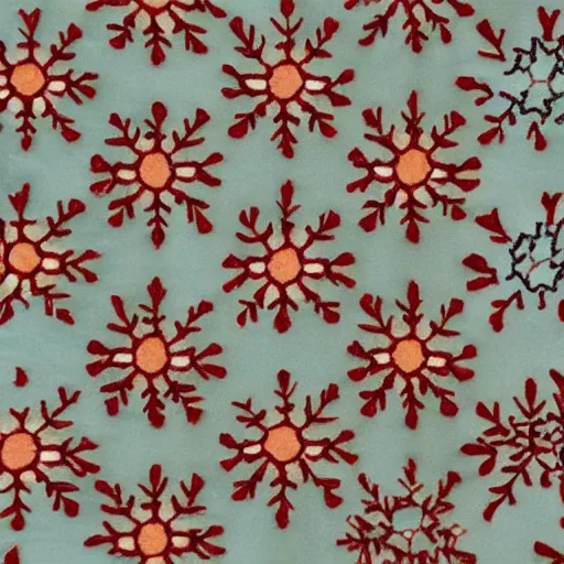 Image similar to spirit soul embroidered snowflake faces in silk. 3840 2160 art