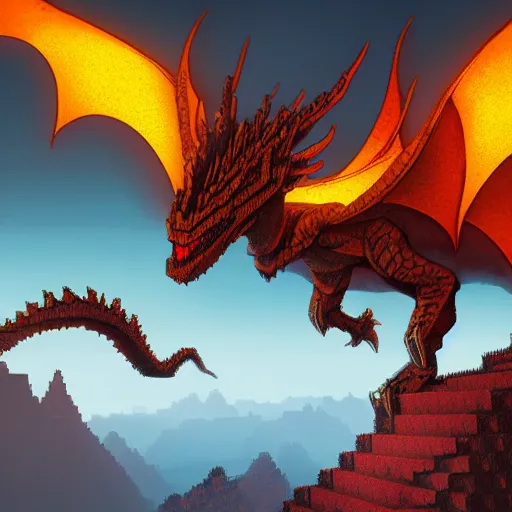 Prompt: ender dragon in minecraft by greg rutkowski