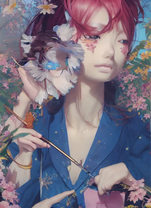 Prompt: beautiful fantasy anime painting of summer chill day, by Kenne Gregoire, James Jean, Tran Nguyen, WLOP, Jakub Rebelka. trending on Artstation, 8k, masterpiece, chill summer, graffiti paint, fine detail, full of color, intricate detail, golden ratio illustration