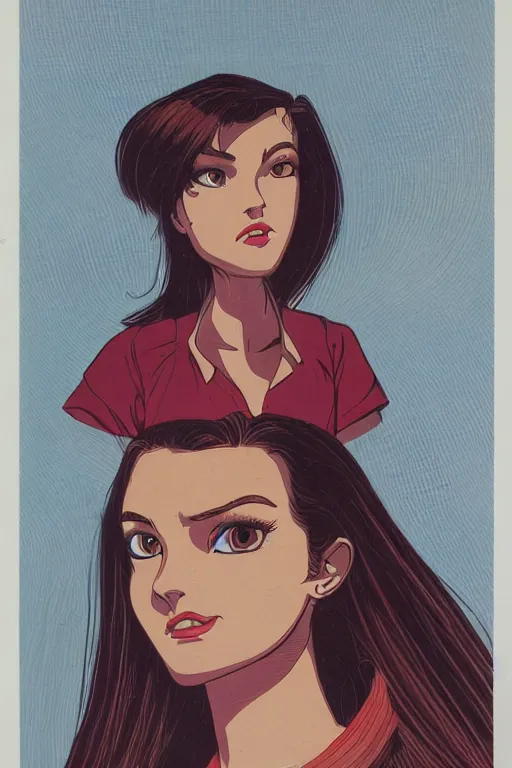 Image similar to portrait of an attractive young female protagonist, center focus, in city street, detailed face, portrait by ralph bakshi