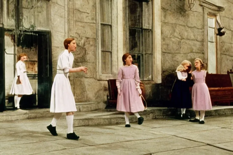 Prompt: still image from the sound of music by david cronenberg