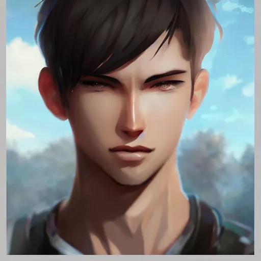 Prompt: detailed beautiful male character art of a protagonist, depth of field, on amino, by sakimichan patreon, wlop, weibo high quality art on artstation, deviantart