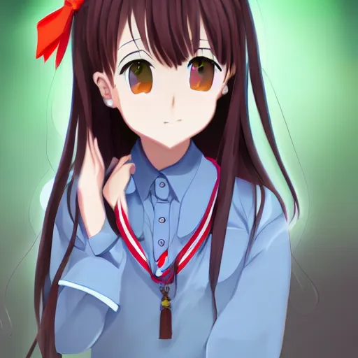 Image similar to character portrait of high school girl by kyoto animation, CLIP STUDIO, trending on pixiv