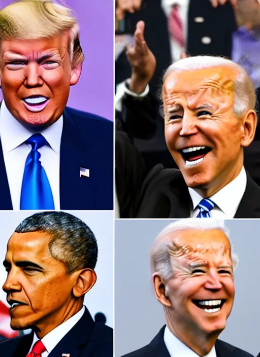 Image similar to : obama trump and biden as anime character design