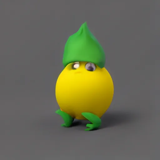 Image similar to an angry lemon, character 3 d render