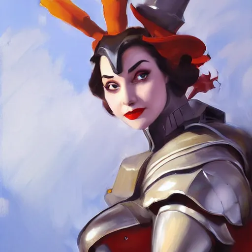 Image similar to greg manchess portrait painting of partially armored alice from alice in wonderland as overwatch character, medium shot, asymmetrical, profile picture, organic painting, sunny day, matte painting, bold shapes, hard edges, street art, trending on artstation, by huang guangjian, gil elvgren, ruan jia, randy vargas, greg rutkowski