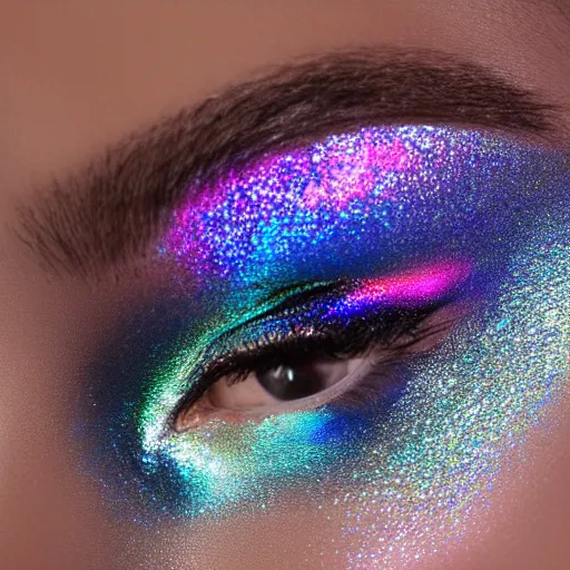 Prompt: Holographic Face, Iridescent