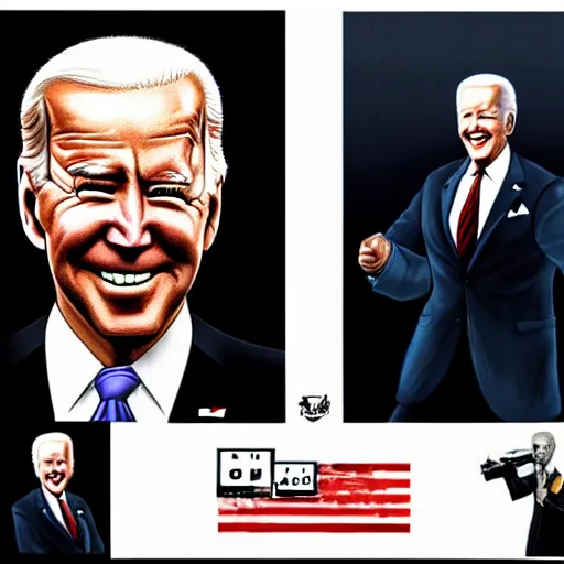 Image similar to concept art of joe biden by jama jurabaev, brush hard, artstation, high quality, brush stroke