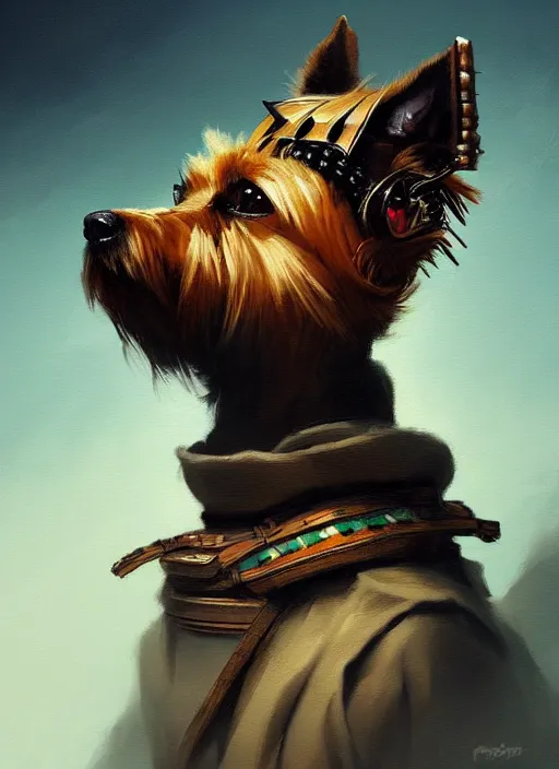Prompt: norwich terrier as an samurai, backround dark, highly detailed, digital illustration, trending in artstation, modern painting, smooth, sharp focus, intricate, by peter mohrbacher