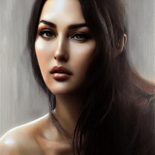 Prompt: realistic detailed semirealism Monica Bellucci 4K high resolution quality artstyle professional artists WLOP, Aztodio, Taejune Kim, Guweiz, Pixiv, Instagram, Artstation