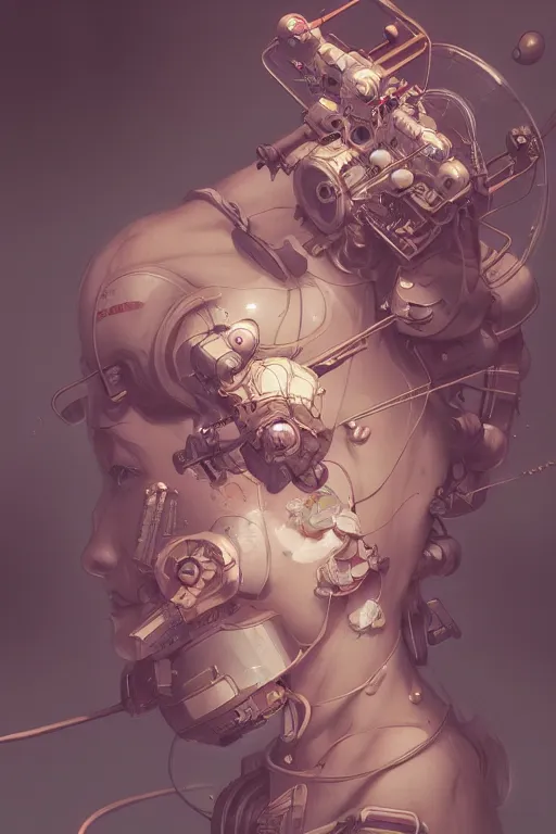 Image similar to hyperrealistic photography of a machine entering a female host in the style of Jin Kagetsu, James Jean and wlop, highly detailed, sharp focus, intricate concept art, digital painting, 4k, artstation