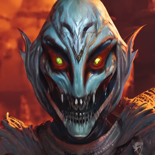 Prompt: scary portrait of a drukhari, rendered unreal engine 5, oil colour, menacing, extremely high detail, realistic shading