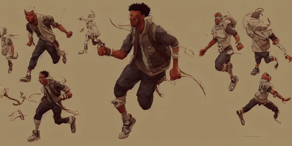 Prompt: cartoonish will smith running, character sheet, fine details, concept design, contrast, kim jung gi, greg rutkowski, trending on artstation, 8 k, full body, turnaround, front view, back view, ultra wide angle